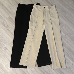 Wide leg trousers neutral and black SET OF TWO